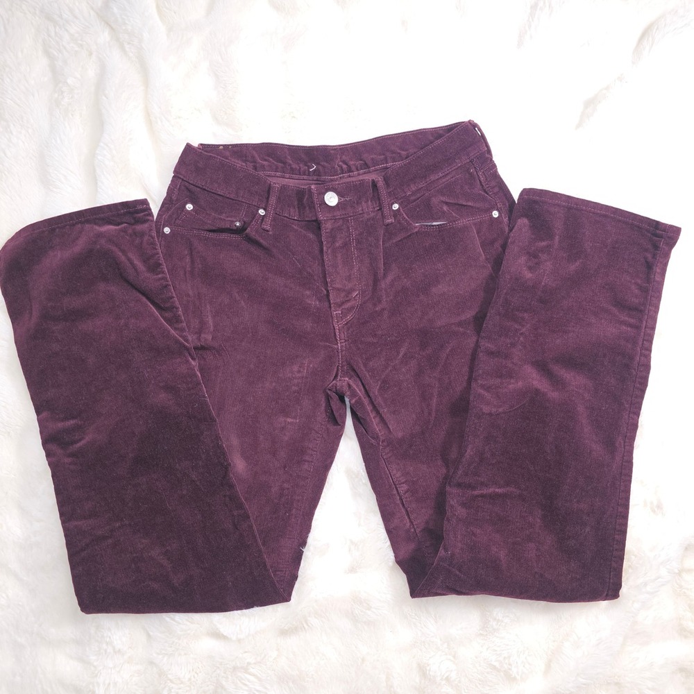 Levi's 505 Corduroy Pants Women 10M W30 L32 Burgundy Excellent Straight Leg